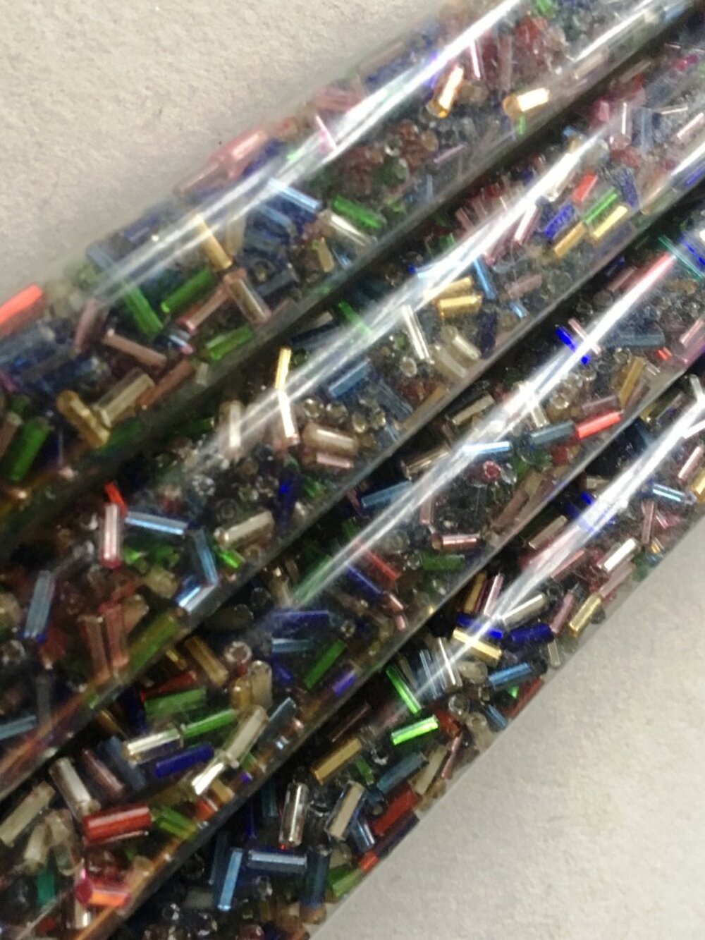 4 TUBES Czech 4mm Glass Inside-Square Bugle Beads JEWEL TONES Silver-Lined